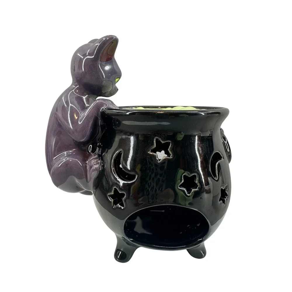 Disney Hocus Pocus Binx Cat Cauldron Votive Candle Holder Halloween Spooky Witch